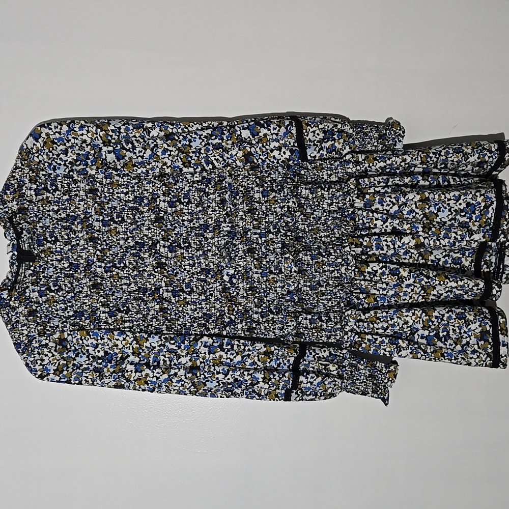ME+EM Blue, White & Olive Floral Mini Dress